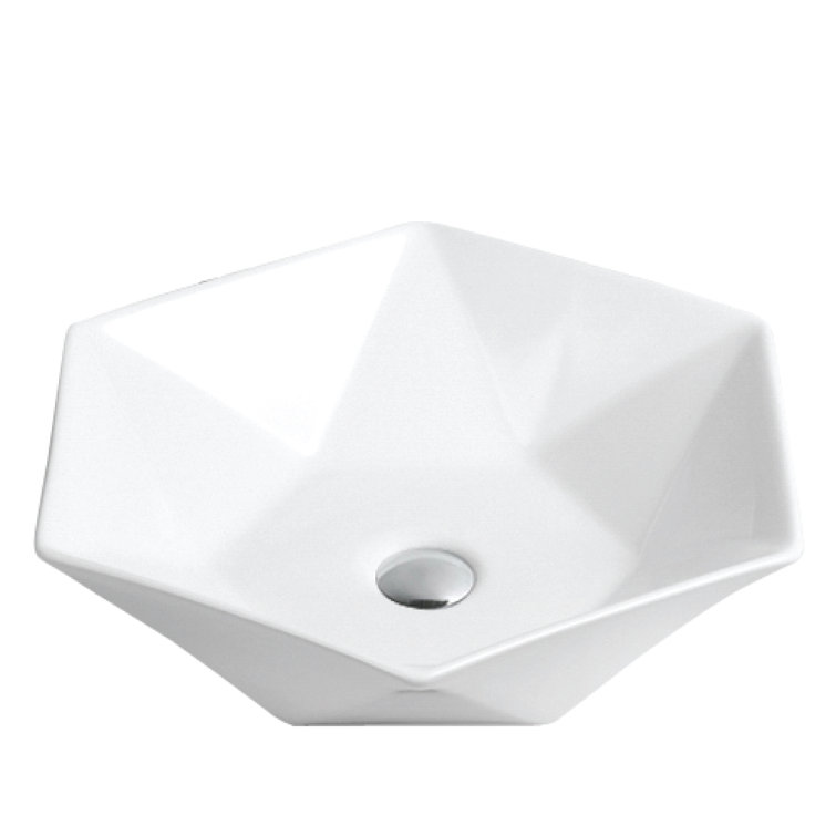 Karran Valera White Vitreous China Hexagon Vessel Bathroom Sink